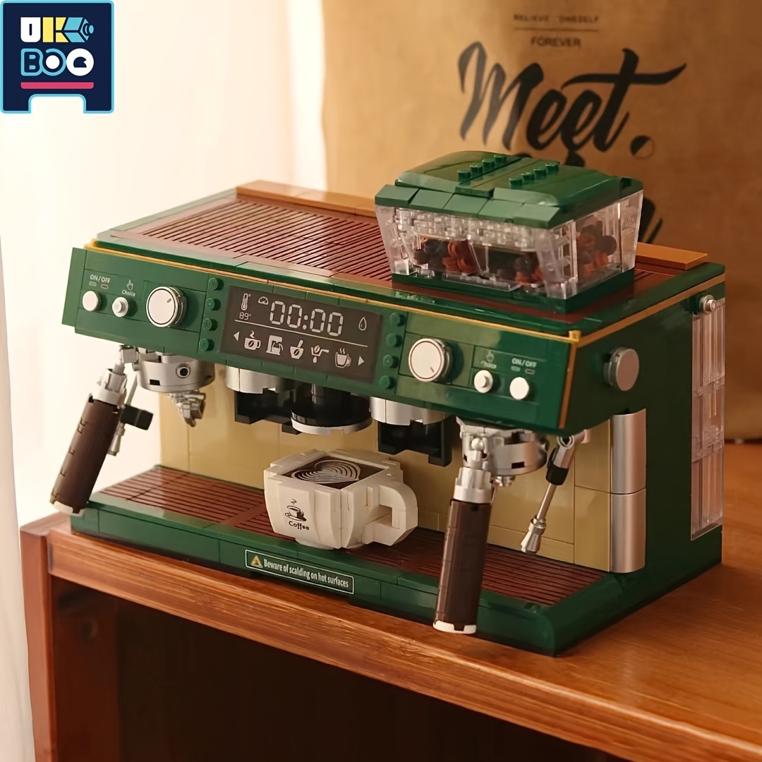 レトロ コーヒーマシン ミニアチュア ビルディングブロックスセット クリエティブ DIY モデルキット ミックスカラー