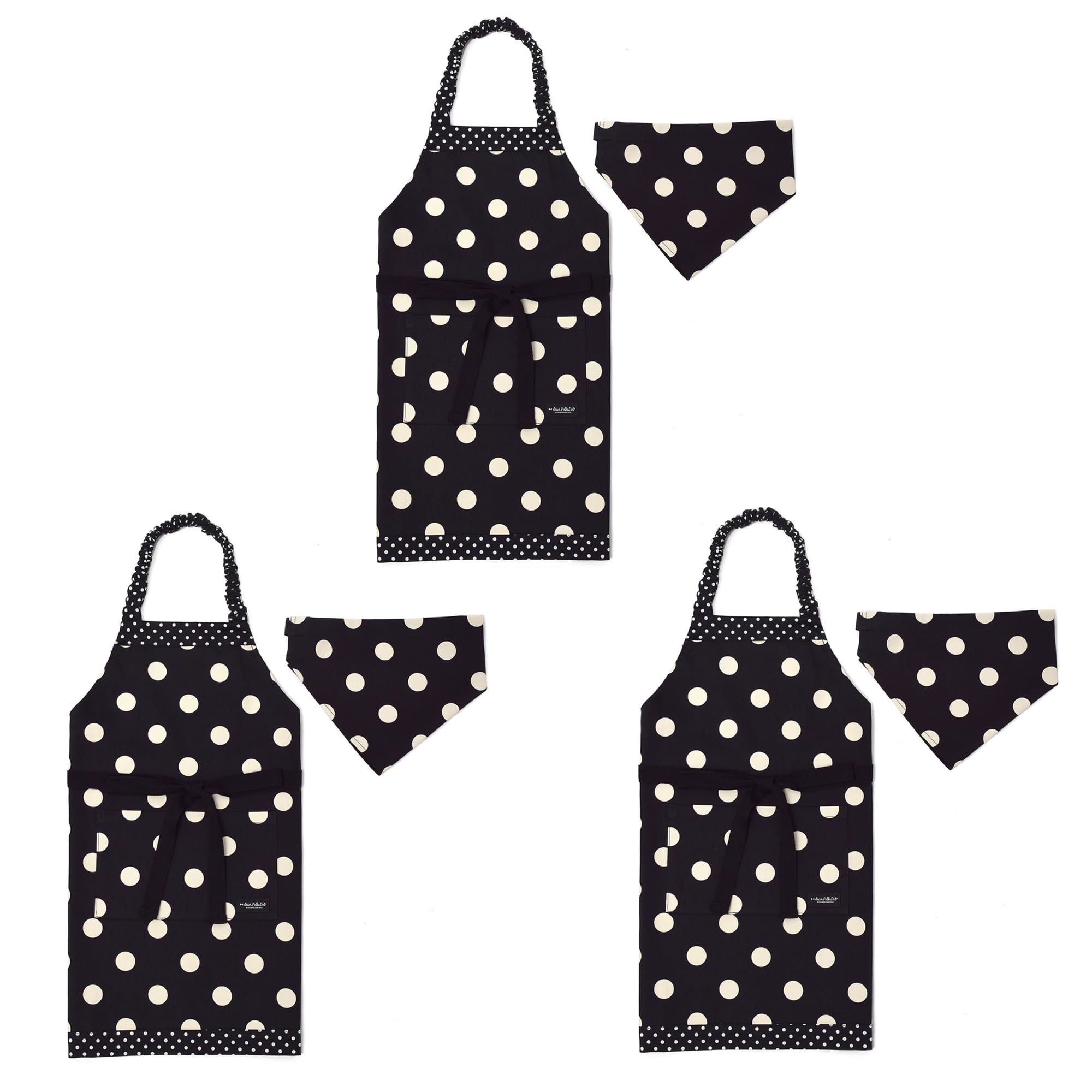 COLORFUL CANDY STYLE decor PolkaDot エプロン 100-120サイズ polka dot large(twillblack)×polka dot small(twi
