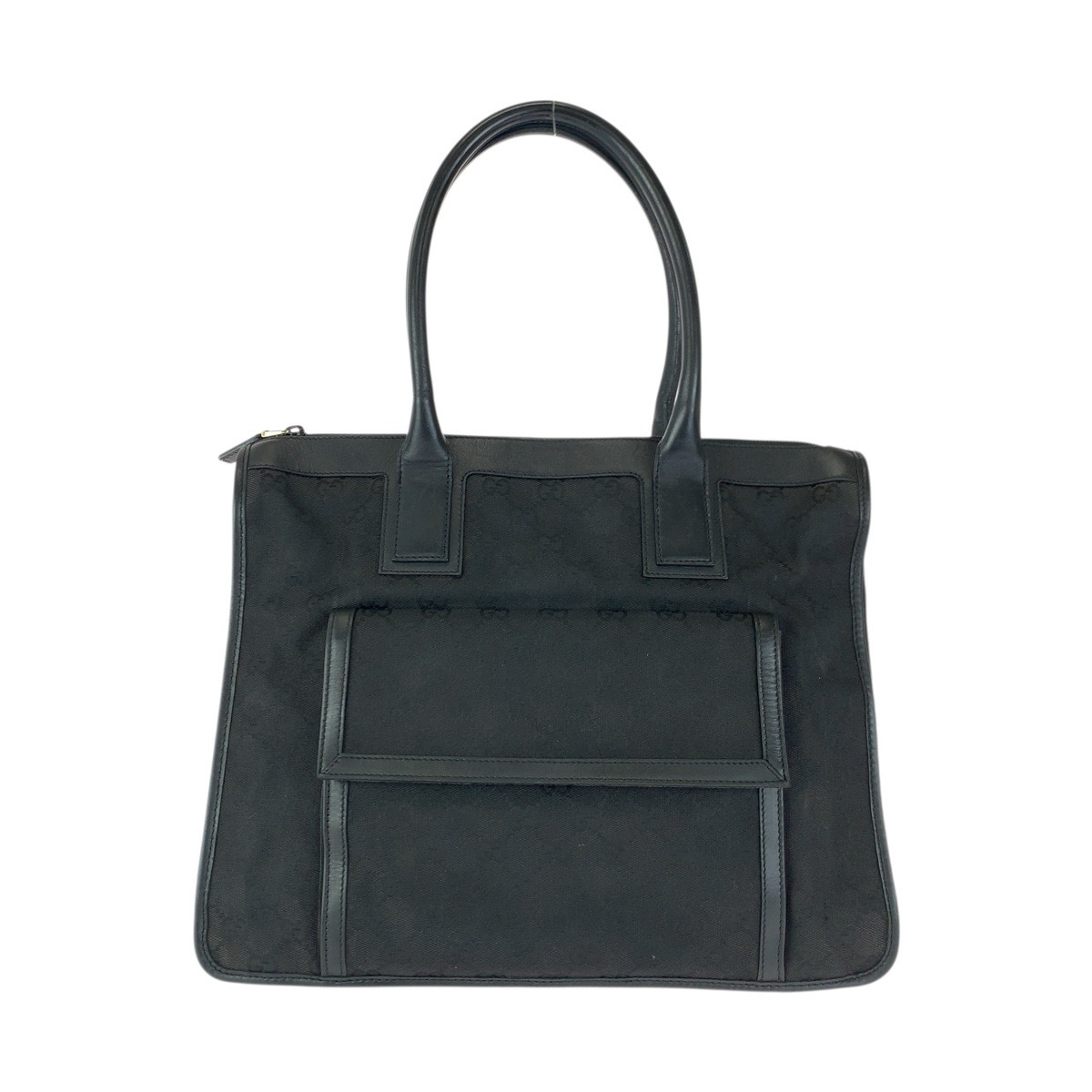美品 ブラック 黒 シルバー金具 GGキャンバス/レザー 000 0854 トートバッグ ハンドバッグ レディース 601313