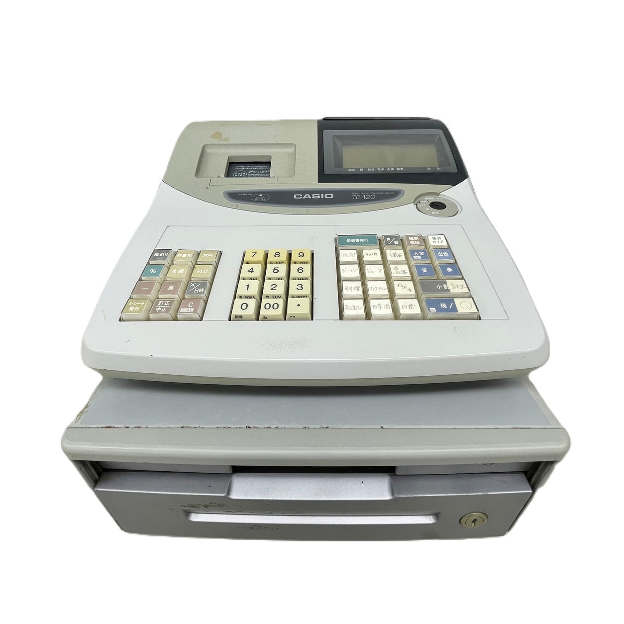 電子レジスター TE-120 CASIO カシオ 業務用レジ 鍵 取扱説明書付き