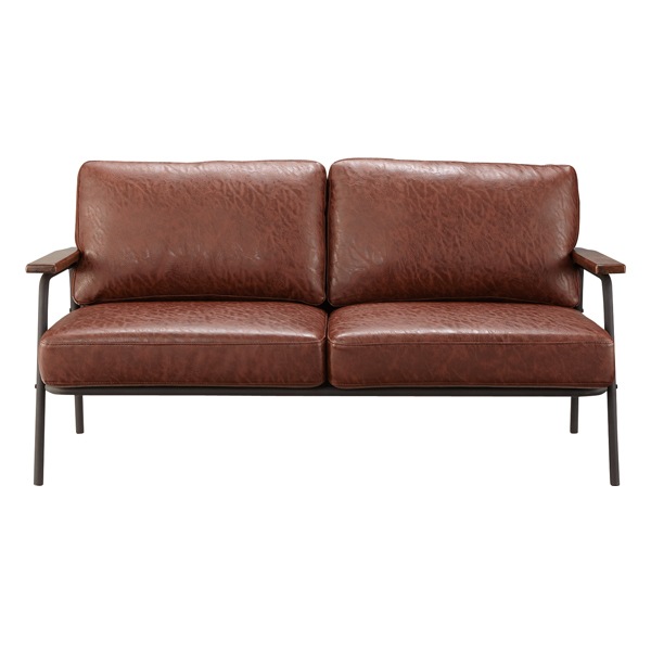 ソファ 2人掛け ボイド アイアンフレーム レザー調 幅151cm ソファー 椅子 二人掛け 布張り イス チェア ローソファ フロアーソファ ソファチェア アイアン レザー風 ヴィンテージ調 39,117円