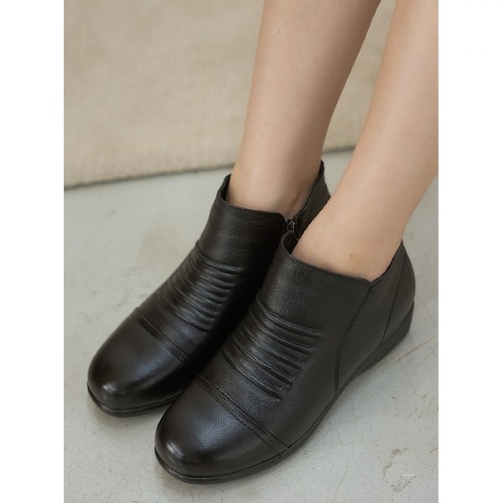 (Ninaspari) リンクルラインファーレザーショートアンクル