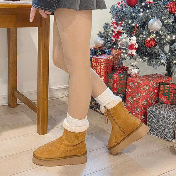 女性スエードアンクルブーツファーブーツ