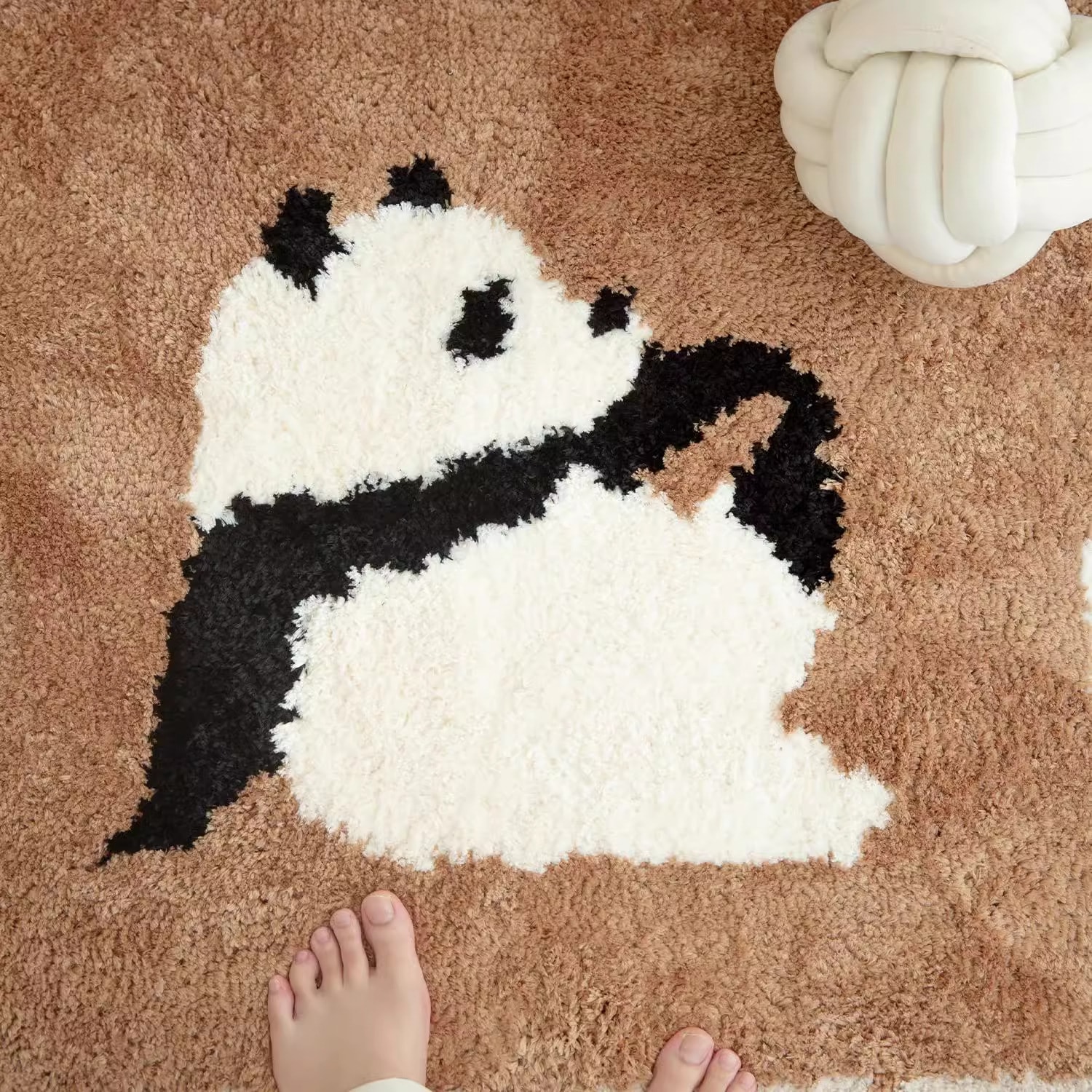 【速達!】子供用ベッドサイド絨毯かわいい絨毯漫画パンダカシミヤを模したマットベッドルームルーム房絨毯ベッドサイド柔らかい絨毯