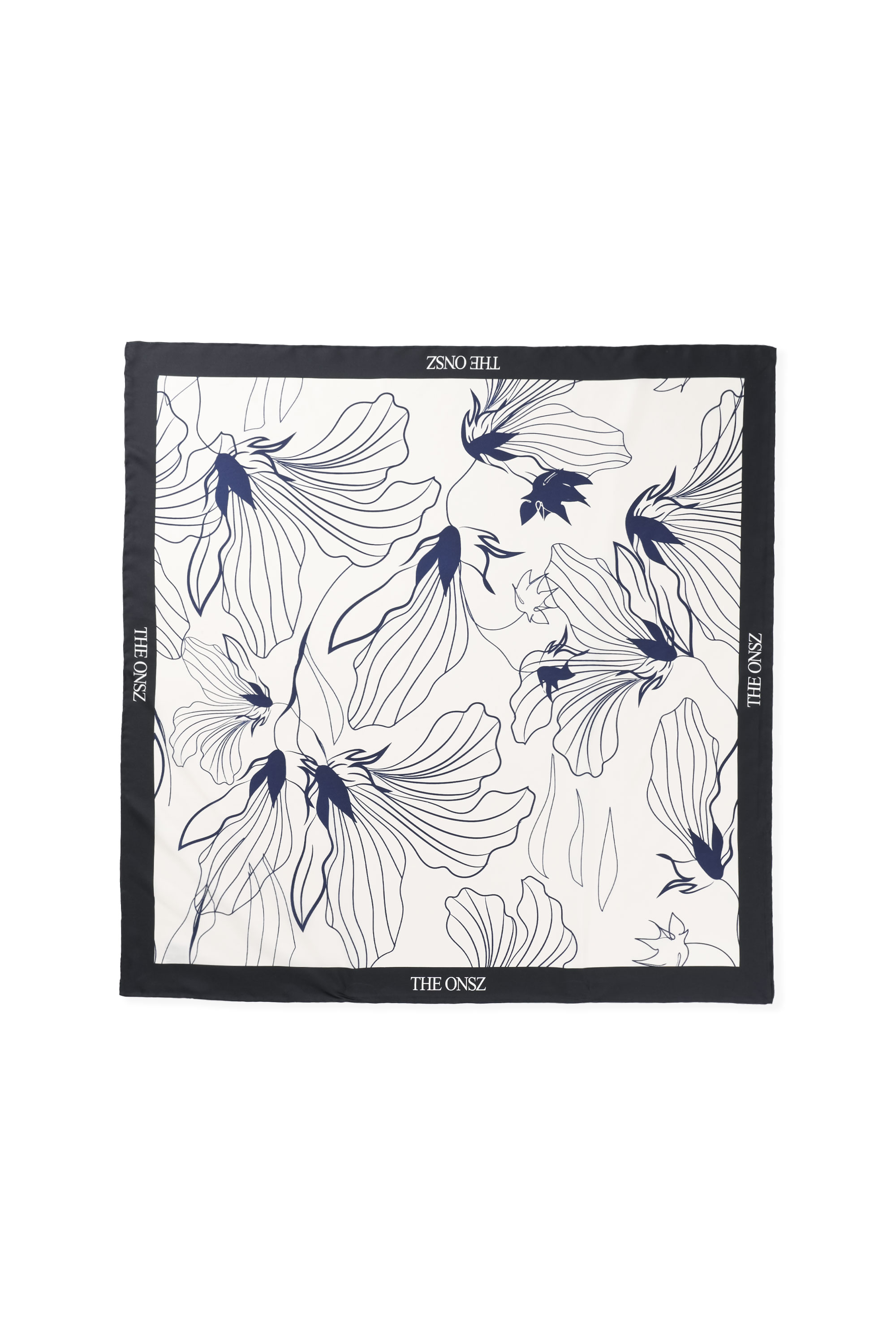 SILK LINE DRAWN FLORAL SCARF