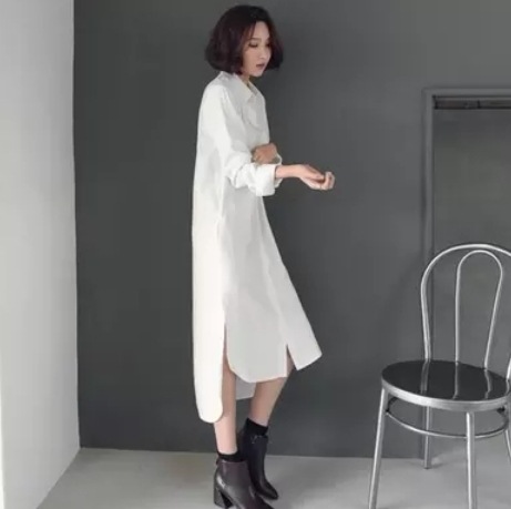 白シャツワンピース ワンピース シャツ 白シャツ ロング丈 袖あり 長袖 ストレート 爽やか 大人スタイル かわいい 大人可愛い きれいめ シンプル カジュアル 大人 上品 おしゃれ かっこいい