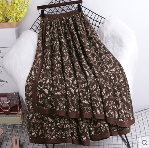 スカート ロングスカート ミモレ丈 ロング丈 フレア Aライン 切り替えデザイン ハイウエスト ウエストゴム かわいい きれいめ カジュアル おしゃれ お洒落 レトロ 大人可愛い 大人女子 ガーリー