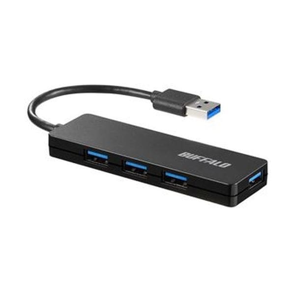 （まとめ）バッファロー USB3.0バスパワーハブ 4ポート ブラック BSH4U120U3BK 1個5セット