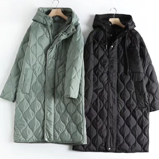 【取寄：納期2週間】コート レディース ロングコート アウター 冬 フード付き カジュアル 長袖 冬アウター 20代 30代 40代 大きいサイズ ゆったり 厚手 シンプル ポケット付き 冬新作 2色