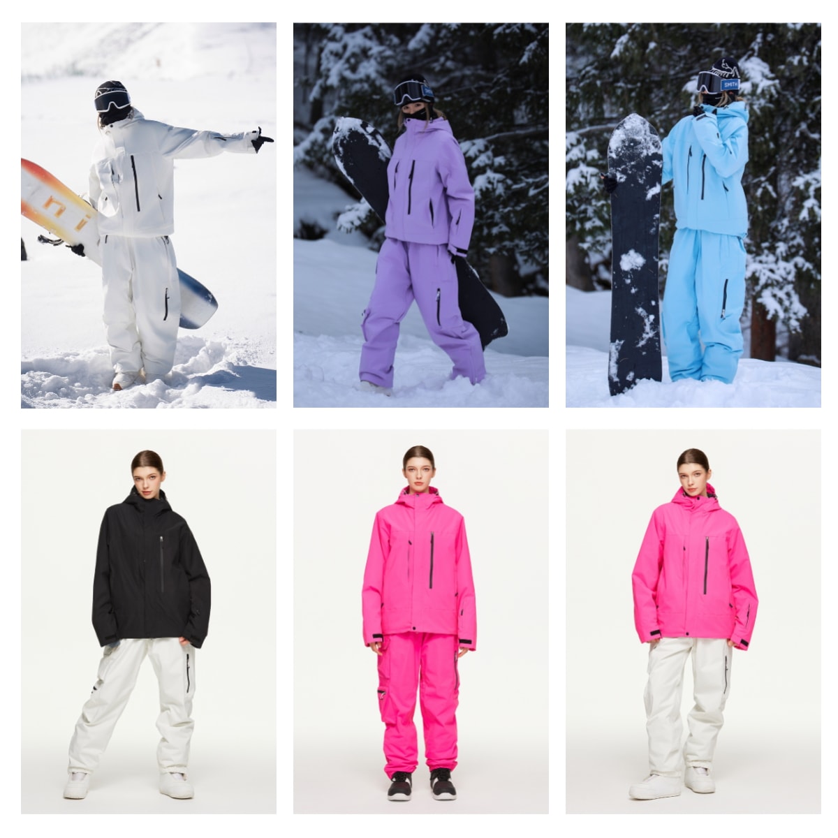 スノーボードウェア 2024 2025 上下セット 白 黒 グリーン ブルー ローズ パープル レディース メンズ トップス パンツ アウター スノボー スキーウェア