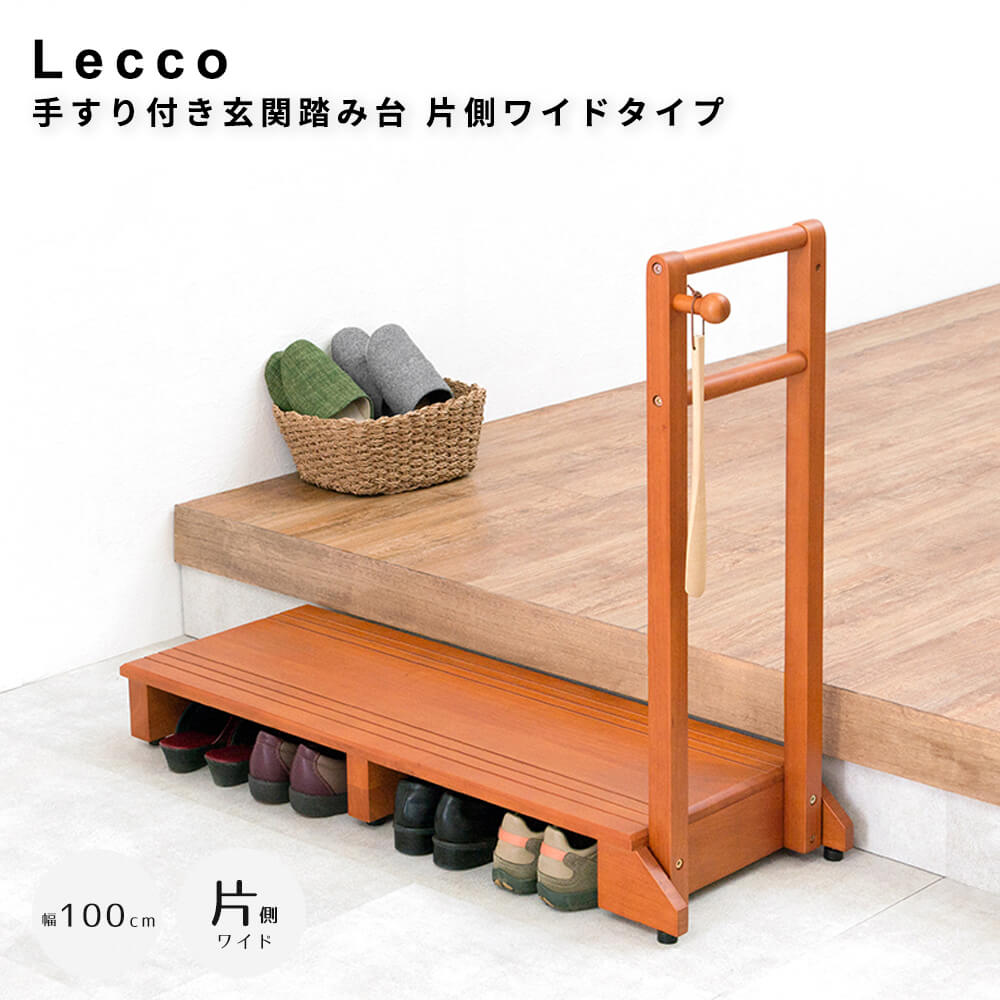 手すり付き玄関踏み台　片側ワイドタイプ　玄関台　昇降台　シューズラック　収納スペース　玄関　部屋の入口　踏み台　玄関ステップ