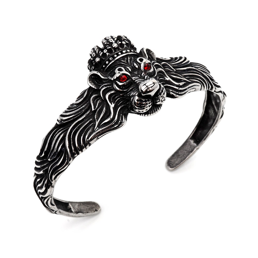 ステンレス ライオンバングル [b696]