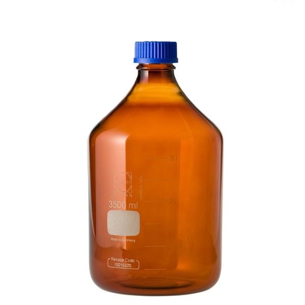 柴田科学ねじ口びん（メジュームびん） 茶褐色 青キャップ付 3.5L 017210-3500
