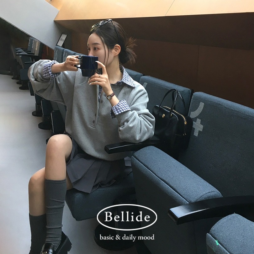 [MADE] ヘンリーネックラグランオーバーフィットトレーナー ts1390