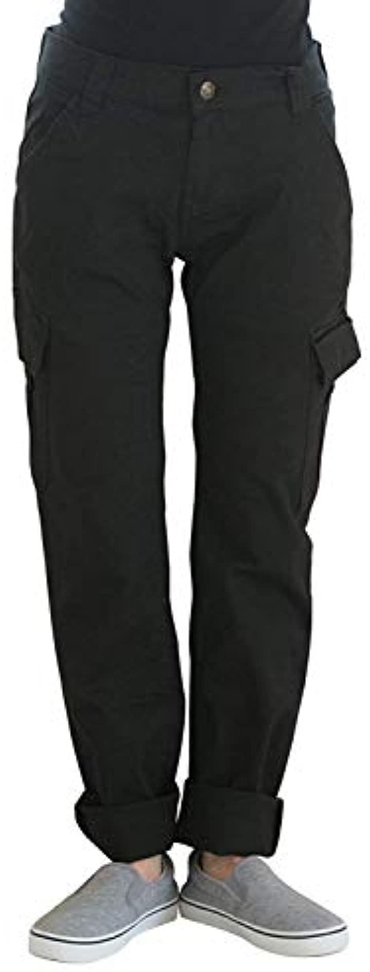 カーゴパンツ ストレッチ アウトドア ワークパンツ チノパン ジョガーパンツ 大きいサイズ レディース(ブラック, 02.L)