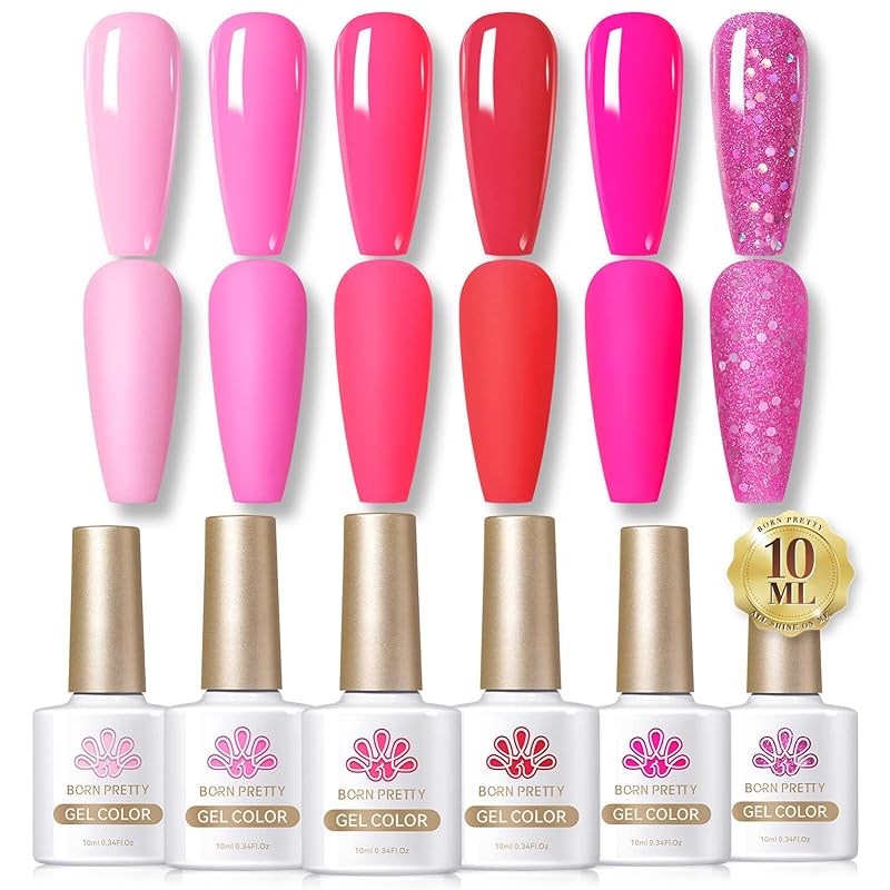 BORN PRETTY カラージェルネイルソリッドジェルネイル10ml * 6カラーセットバレンチノパウダー2023新しいカラーシステムの色保持を実現したUV / LED互換ネイルサロン用品からの