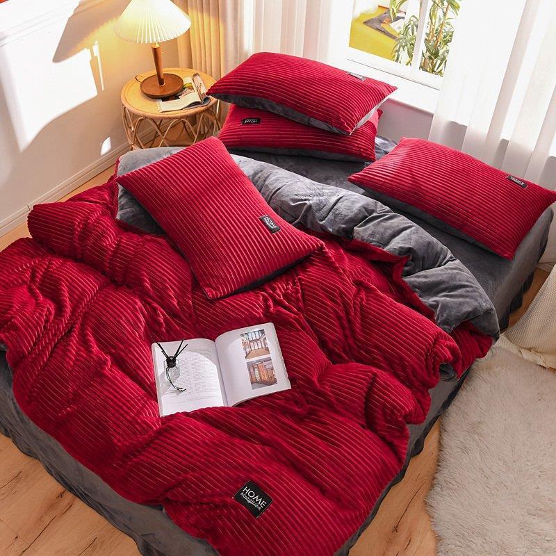 寝具セット 布団カバーセット ４点セット 布団カバー 枕カバー シートセット サンゴフリース ダブル ベッド用 防臭 防ダニ 抗菌 洗える 速乾 おしゃれ