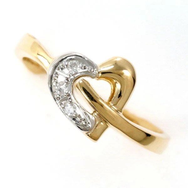 PT900 プラチナ K18YG リング 指輪 7.5号 ダイヤ ジュエリー 中古