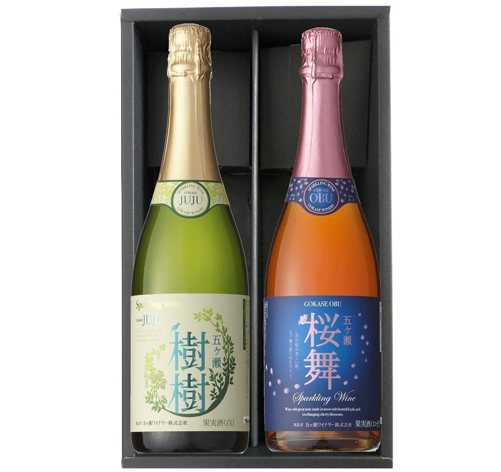地ワインセットギフト箱入五ヶ瀬ワイン五ヶ瀬樹樹（白）やや甘口750ML＆五ヶ瀬桜舞（ロゼ）やや甘口750mlスパークリング2本セット宮崎