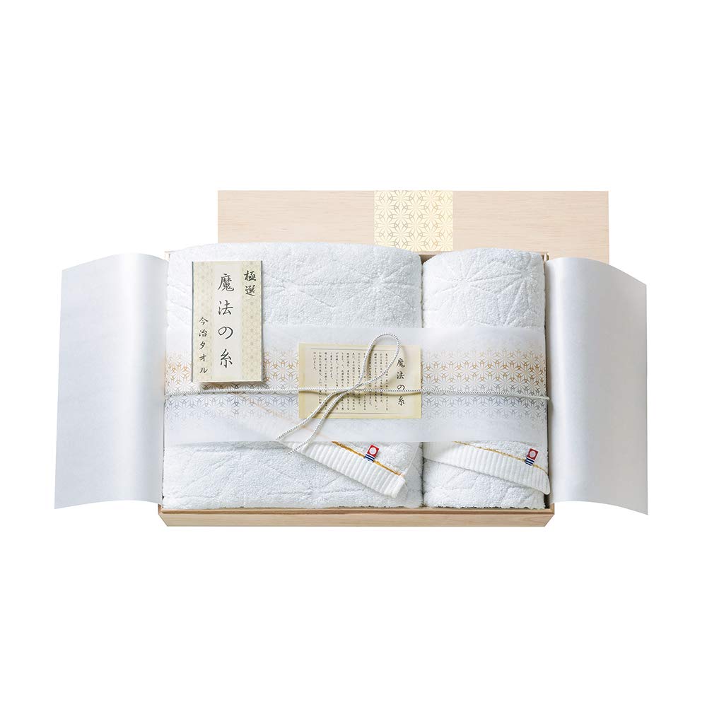 プレーリードッグ 今治極選 魔法の糸バスタオル・フェイスタオル（国産木箱入） ホワイト バスタオル／60×120cm フェイスタオル／34×80cm 【MOK-070】