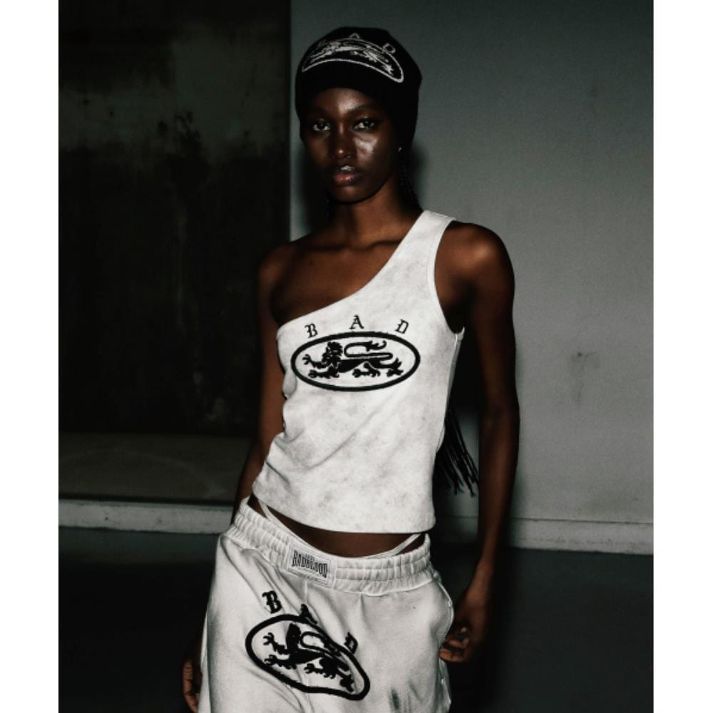 BADBLOOD Ryan Patch One Shoulder Tank Washed White w-tnk