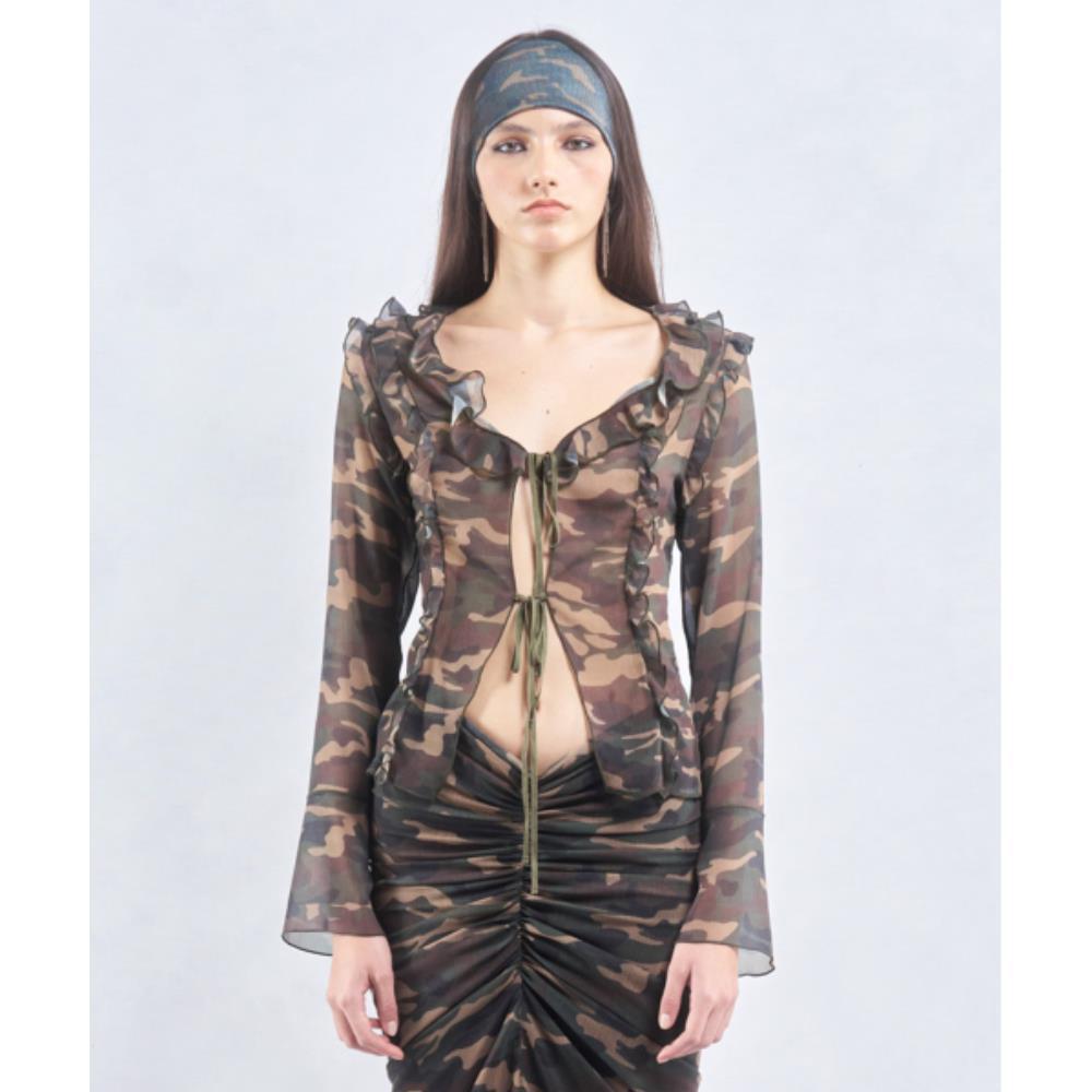 2000Archives RUFFLE BLOUSE CAMO 2A24HSBL02KHOS