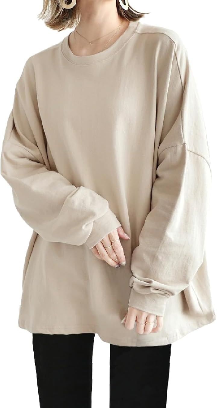 トレーナー レディース パーカー スウェット 裏起毛 冬服 かわいい 韓国ファッション ゆったり 大きいサイズ 暖かい おしゃれ プルオーバー 50代 秋 重ね着 (ベージュ, M)