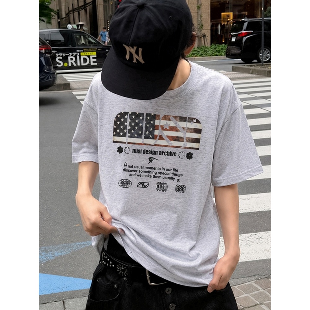 ノーユニーユージュアル・シンボルオーバーフィットTシャツ 4color