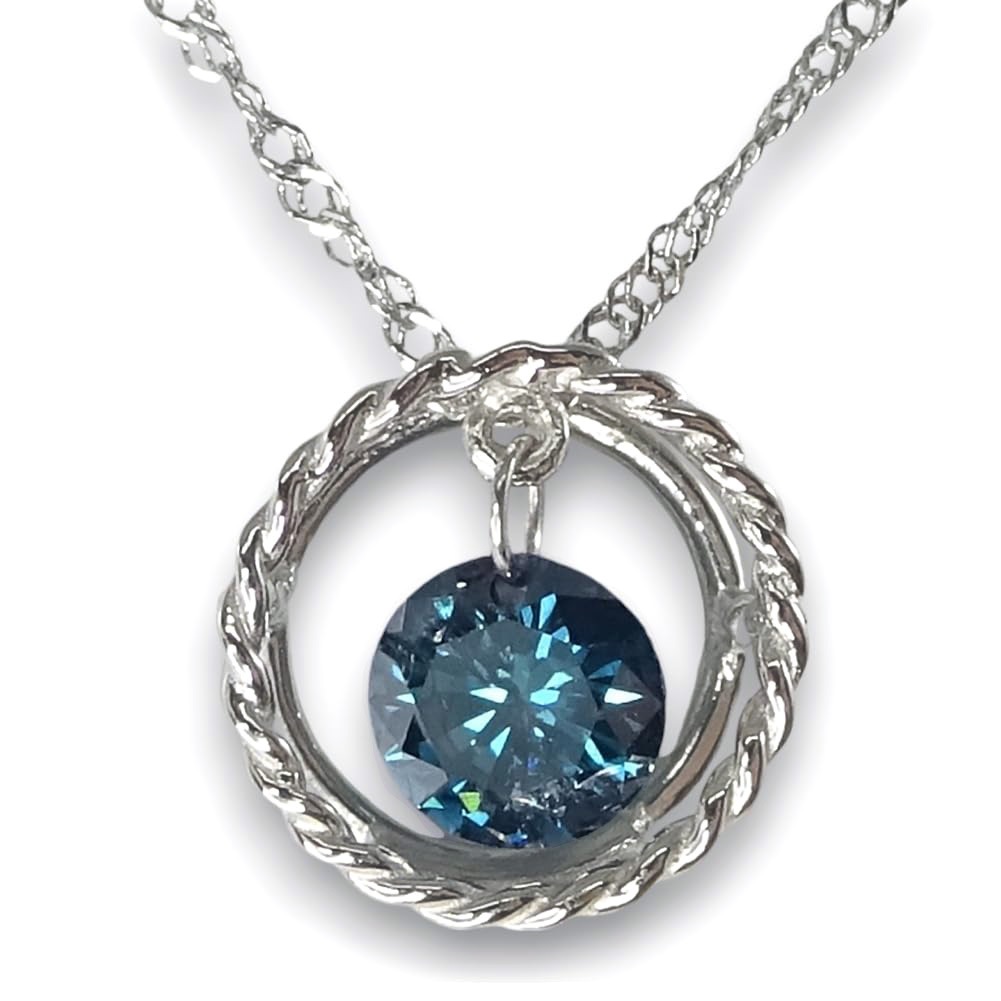 プラチナダイヤモンド ネックレス ブルーダイヤモンド 一粒SI～クラス0.30ct 揺れるレーザーホールダイヤモンド
