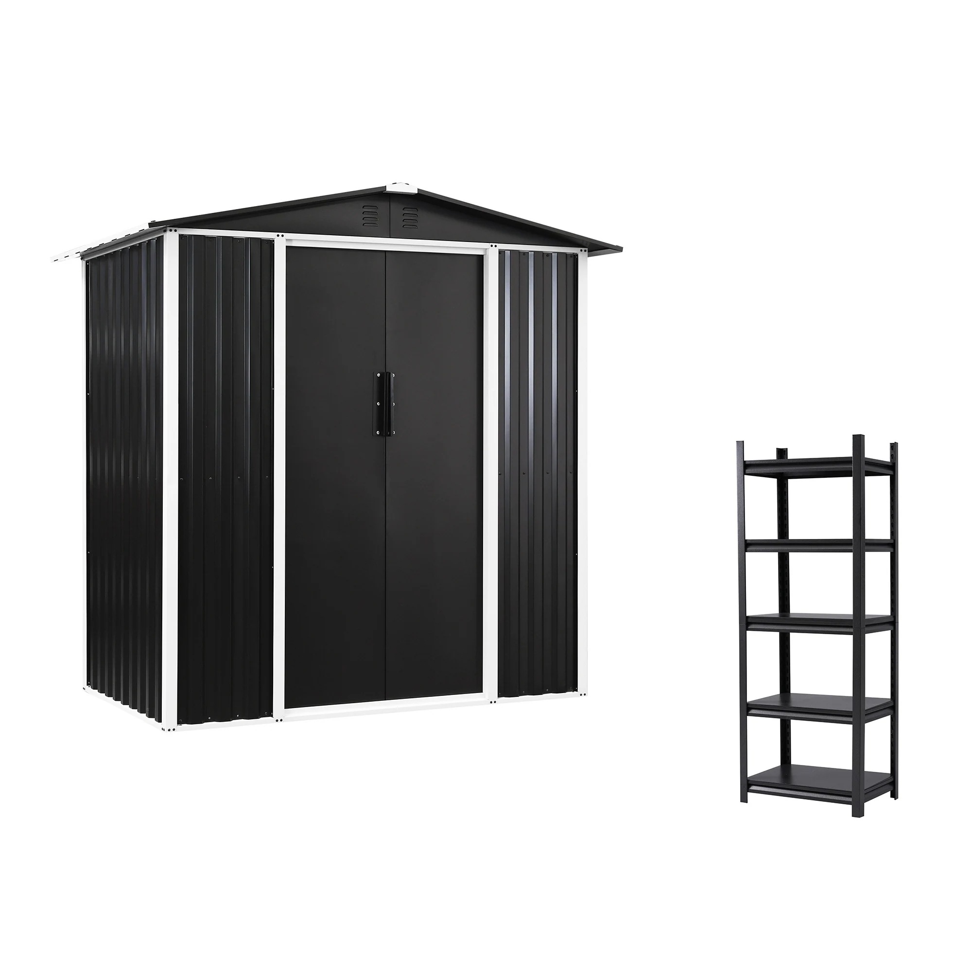 【可動棚付き】物置 屋外 スチール 倉庫 戸外収納庫 幅180*奥行き120*高185 物置き おしゃれ 大型 収納庫 屋外物置 防さび ベランダ 防水 ドア 引戸 スチール物置 屋外収納 ガーデニ