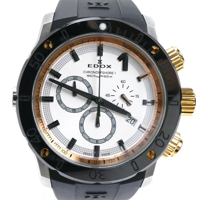EDOX エドックス クロノオフショア 1 クロノ 腕時計 電池式 10221-357R メンズ 中古
