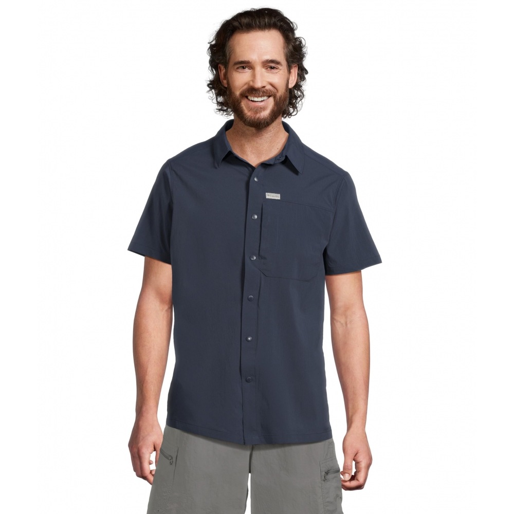 コロンビア サゲピーク ウ woven 半袖シャツ コレジエイトネイビー