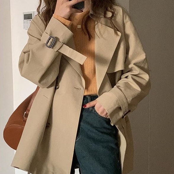 トレンチコート レディース コート ショート丈 スプリングコート 秋アウター ジャケット 秋コート アウター カジュアル 体型カバー おしゃれ 無地