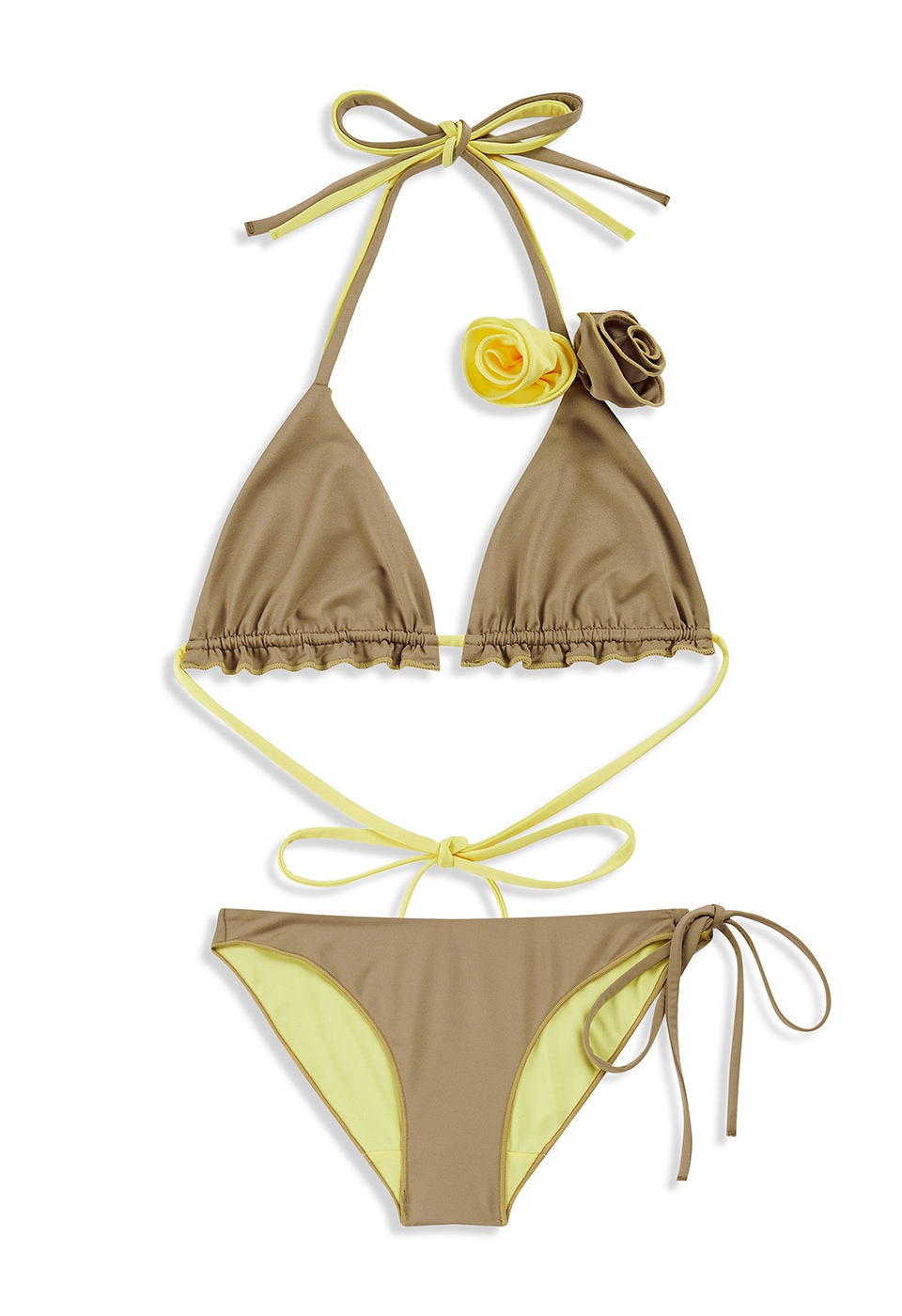 【OPEN Yy】 FLOWER STRAPPY BIKINI : YELLOW