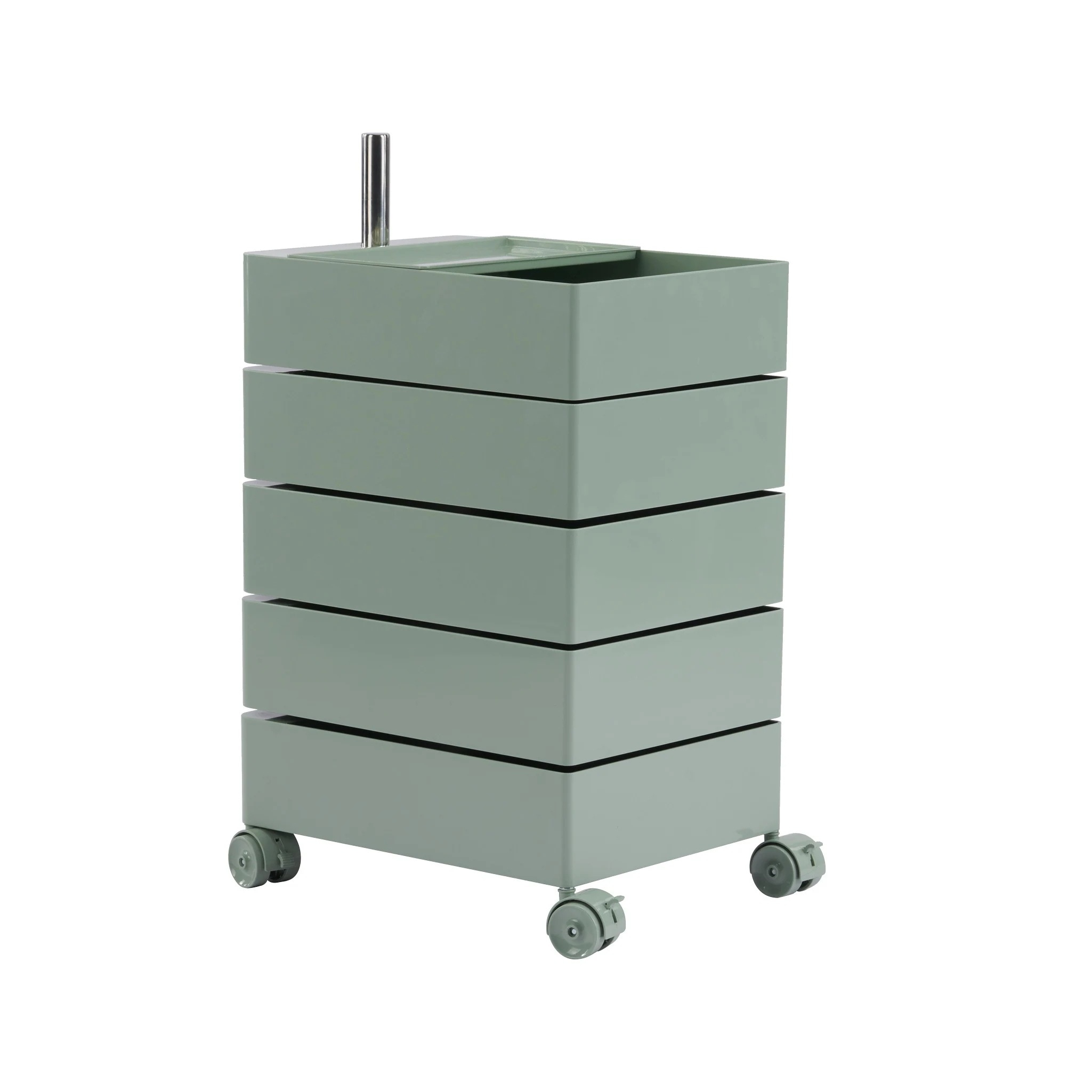 【フォググリーン・ 5段】ワゴン キャスター付き ブレーキ付き おしゃれ トレイ キッチンワゴン 回転式 収納 ベビーワゴン キッチン収納 ラック サイドワゴン キッチン ドレッサー キッチンストッ