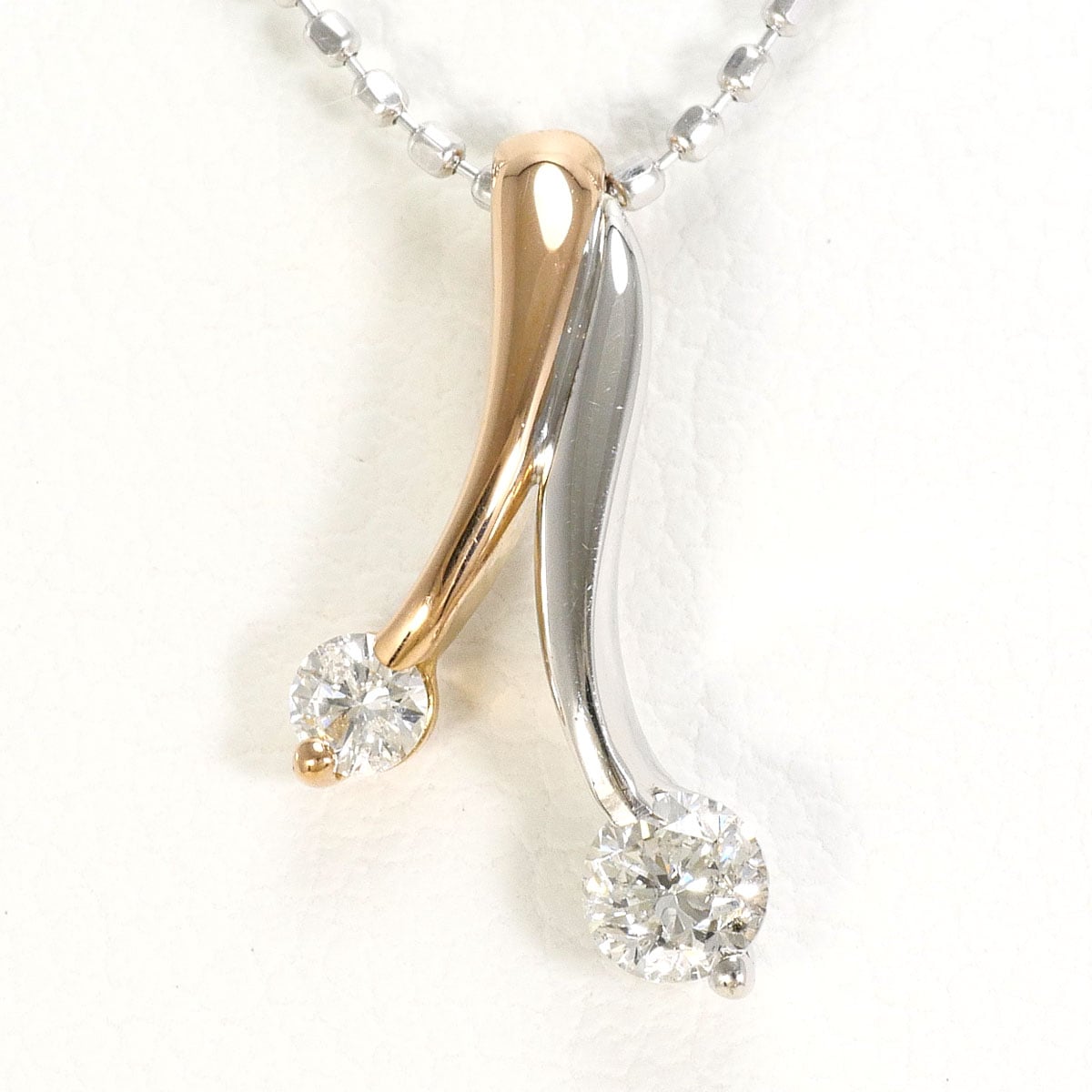 K18 18金 WG ホワイトゴールド ネックレス ダイヤモンド 0.15ct 総重量約1.9g 約39cm 中古