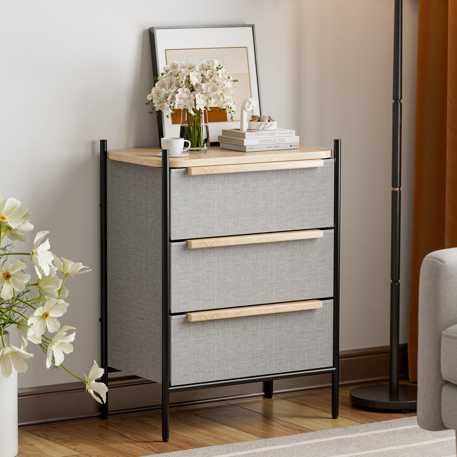 IKIFLY 収納チェストタンス 収納 大容量 引き出し 箪笥 布製 洋服タンス おしゃれ たんす スリム 衣類収納 キャビネットリビングチェスト 寝室収納 軽量 お洒落 コンパクト 大容量 転倒防止