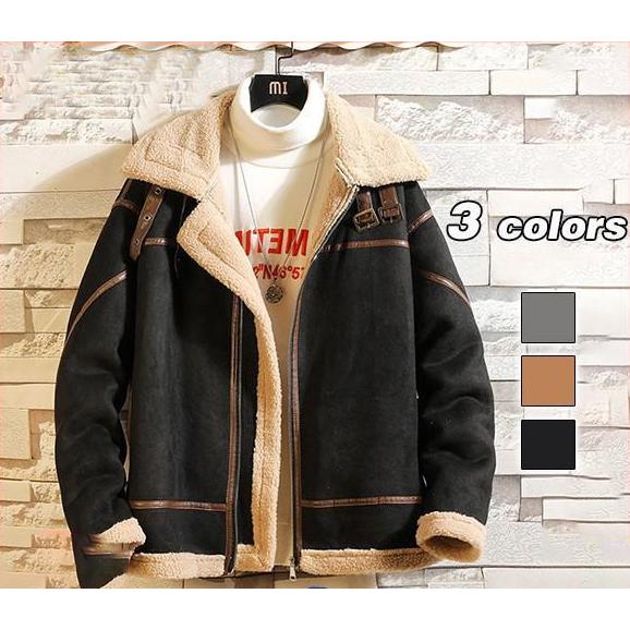 ムートンコート ジャケット メンズ ボアジャケット アウター 裏ボア ブルゾン 裏起毛 おしゃれ 防寒 冬 ゆったり 暖かい 毛皮コート