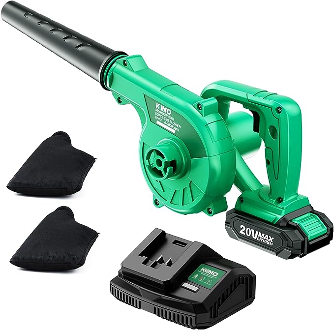 KIMO 充電式 コードレスブロワー 20V 4.0Ahリチウムバッテリー1個搭載 ハイパワーブロア 一台二役 急速充電器付き 無段変速 回転速度:0-20000 r/min 風量調節機能 集塵機 枯 8,193円