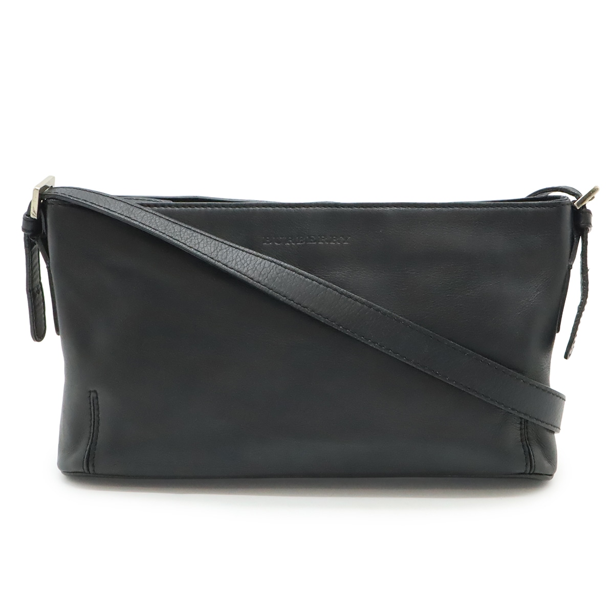 ノバチェック チェック柄 ショルダーバッグ ポシェット 斜め掛け レザーブラック