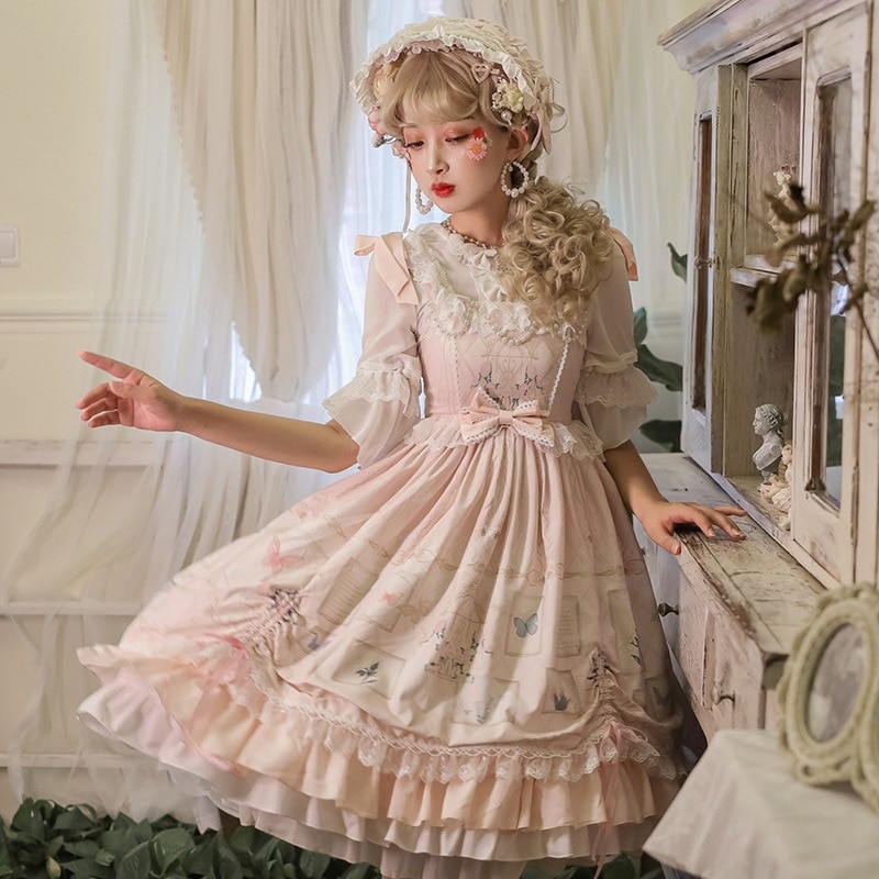 エレガントで甘い小仙女のサスペンダーのスカート ロリータワンピース