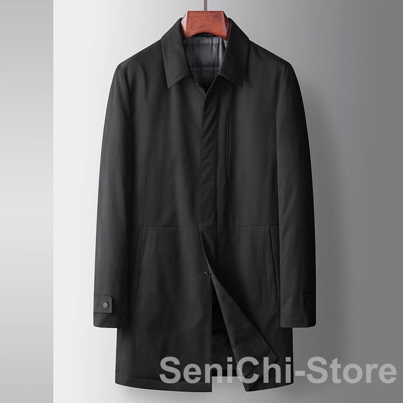 チェスターコート ステンカラーコート メンズ ロングコート ビジネスコート アウター 通勤通学 カジュアル 90%白ダウンインナー付き 紳士 秋服 冬服 おしゃれ