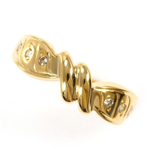 K18 18金 YG イエローゴールド リング 指輪 7.5号 ダイヤ 0.06 ジュエリー 中古