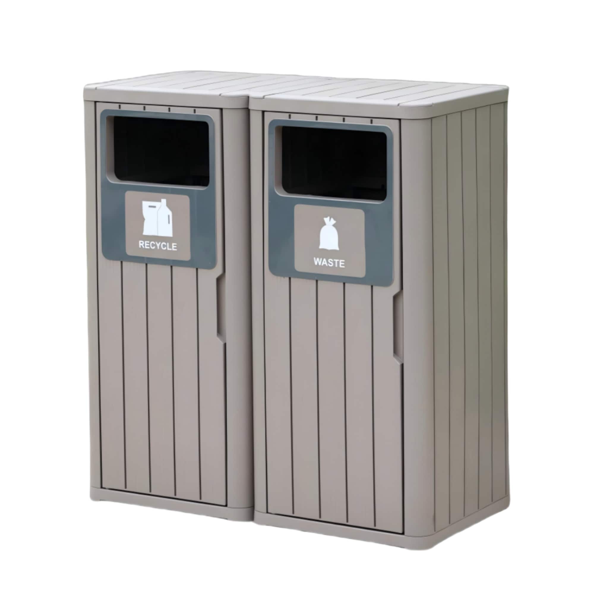 ゴミ箱 2分割タイプ 屋外 屋外ごみ箱 屋外用ゴミ箱 ストッカー 防水/耐侯 ゴミストッカー 防鳥 大容量 物置 屋外収納庫 ゴミボックス 倉庫 DIY 頑丈 ごみ収納庫 家庭用GG9406 BroG