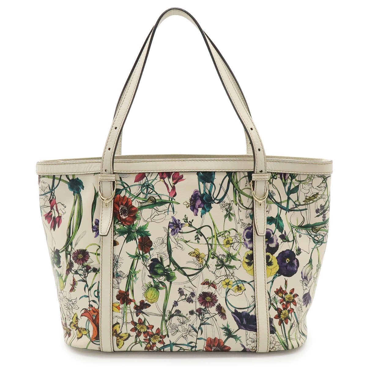 グッチニース フローラ トートバッグ ショルダーバッグ セミショルダー 肩掛け 花柄 レザー ホワイト 白 ゴールド金具 33677