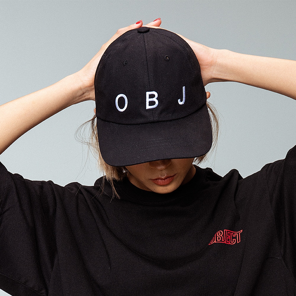 [Qoo10] OBJ LOGO CAP (BLACK) : メンズバッグ・シューズ・小物
