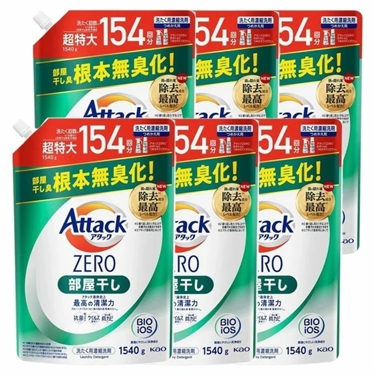 【6個セット】アタックZERO 部屋干し つめかえ用 1540g KAO (D) メガ割
