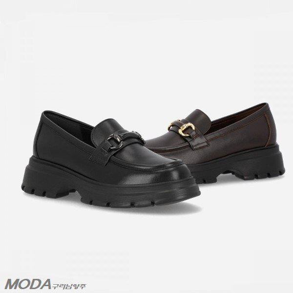 軽量クッションチャンキー女性ローファーシューズ2XWD46XR-GN