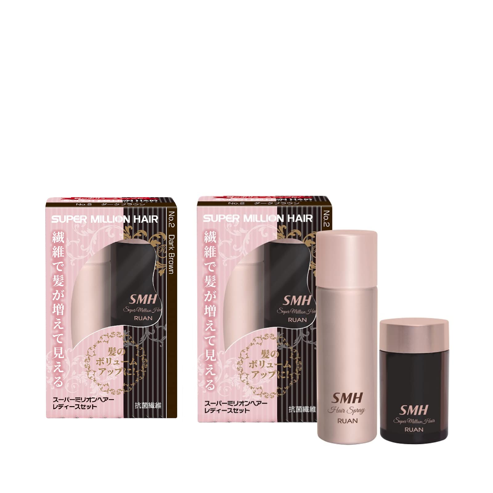 Qoo10最安値挑戦 スーパーミリオンヘアー レディースセット ダークブラウン No.2 (スーパーミリオンヘアー10g スーパーミリオンヘアスプレー35g) 2本セット