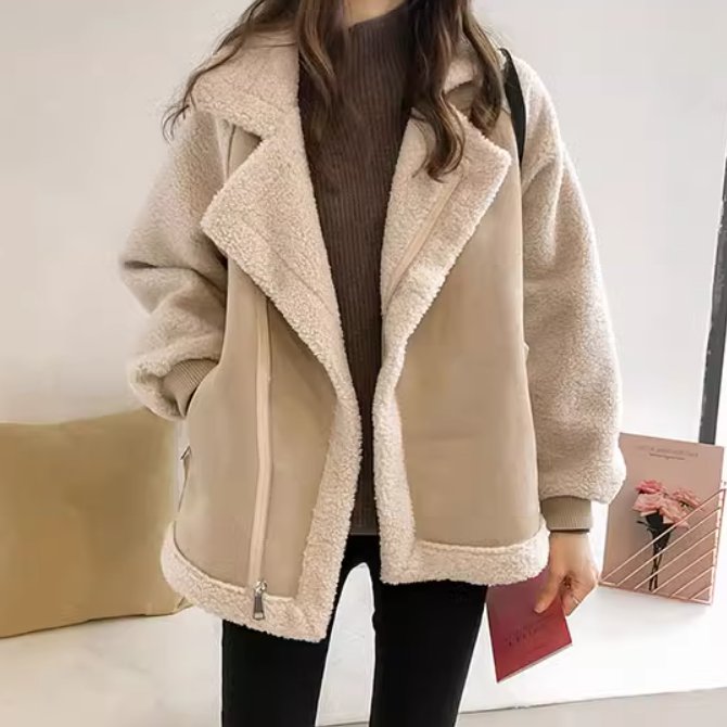 再入荷品ジャケット コート ブルゾン アウター 上着 レディース 前開き ボアジャケット 長袖 襟付き ワイド 切り替え もこもこ ふわふわ ふっくら ファスナー ポケット 切り替えデザイン ボア 厚